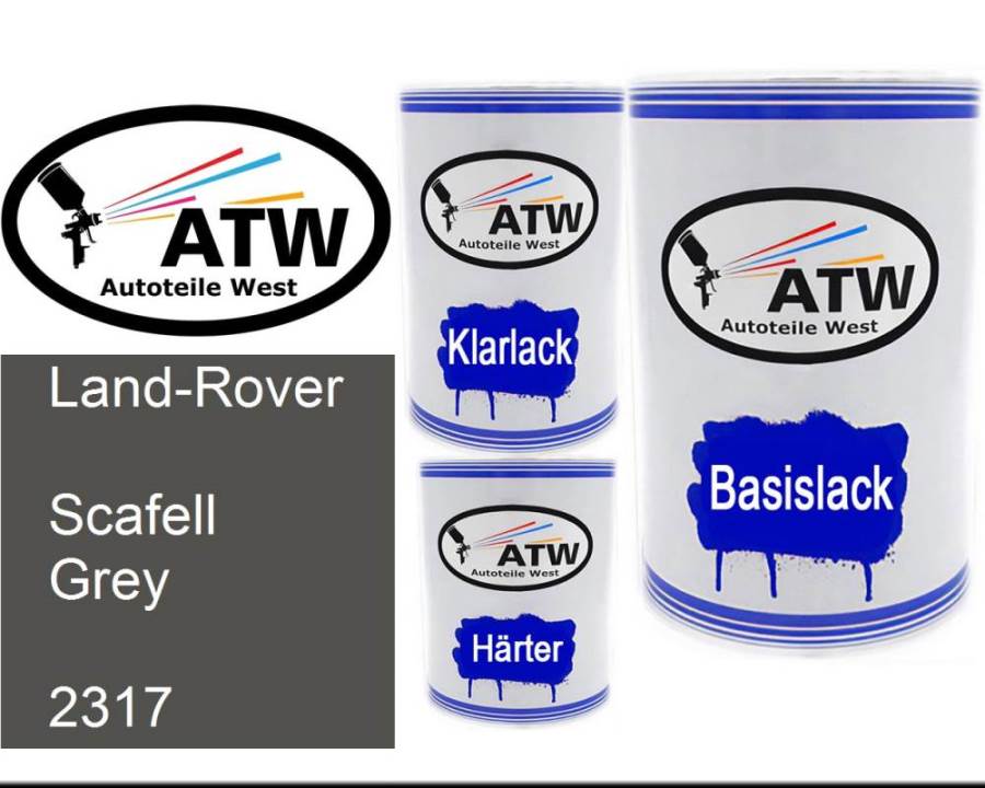 Land-Rover, Scafell Grey, 2317: 500ml Lackdose + 500ml Klarlack + 250ml Härter - Set, von ATW Autoteile West.